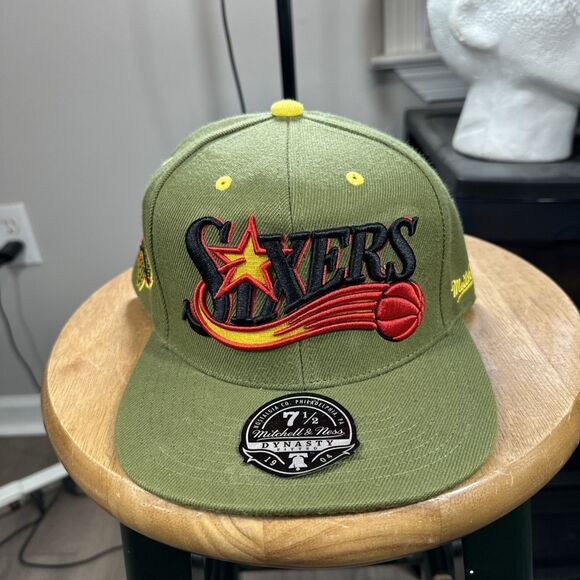 Mitchell & Ness X Lids Fitted Hat Size 7 1/2 Olive NBA Draft Hardwood Classics - Picture 2 of 7